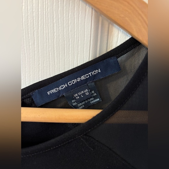 NWT French Connection Black Dress Mesh Illusion Short Sleeve Mesh Cutout Size 10 - Picture 5 of 6